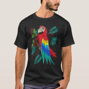 Tropical Leaves Exotic Bird Jungle Animal  Macaw P T-Shirt