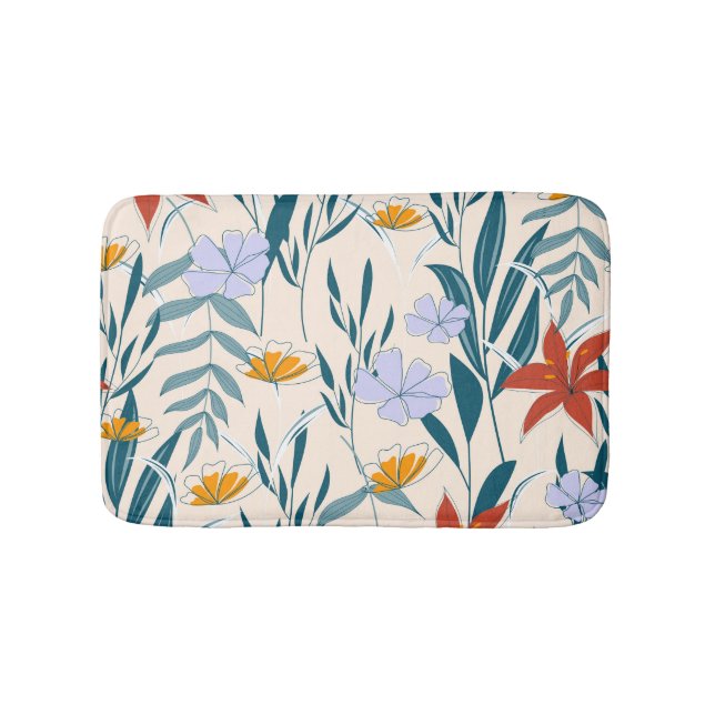 Tropical Leaves: Fashionable Abstract Background. Bath Mat (Front)