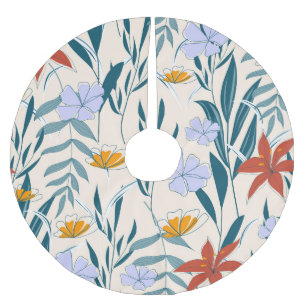 Tropical Leaves: Fashionable Abstract Background. Brushed Polyester Tree Skirt