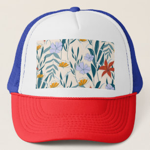 Tropical Leaves: Fashionable Abstract Background. Trucker Hat
