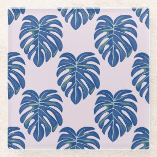 Tropical Leaves Fashionable Seamless Pattern Glass Coaster