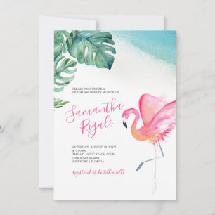 Tropical Leaves Flamingo Baby Shower
