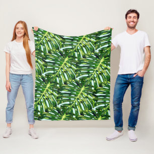 Tropical Leaves Fleece Blanket