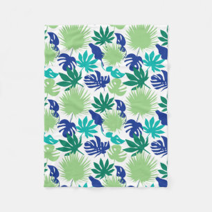 Tropical leaves fleece blanket