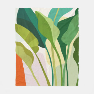 Tropical Leaves Fleece Blanket