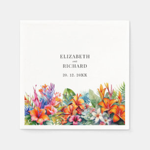 Tropical Leaves Floral Beach Wedding Napkin