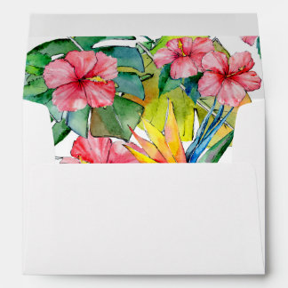 Tropical Leaves Floral Hawaiian Return Address Envelope