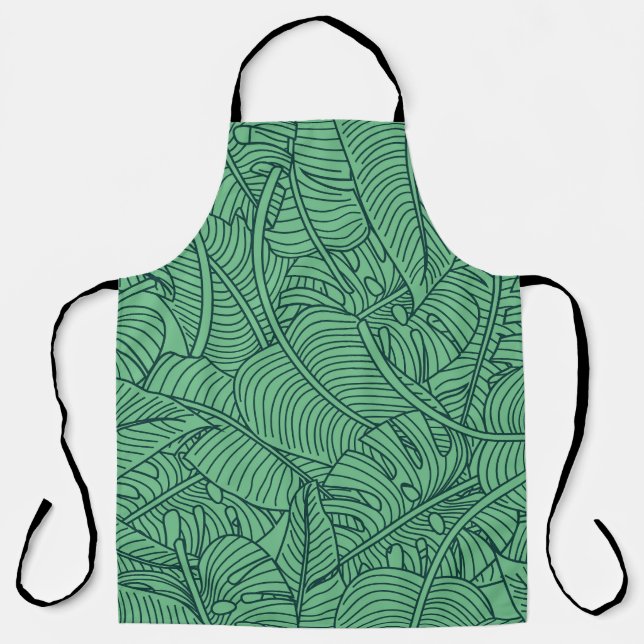 Tropical Leaves Floral Pattern Apron (Front)