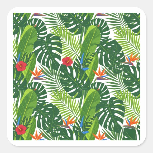 Tropical Leaves Floral Pattern Art Sticker (Front)