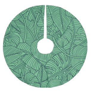 Tropical Leaves Floral Pattern Brushed Polyester Tree Skirt