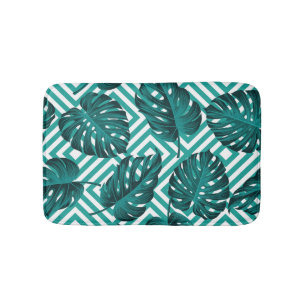Tropical Leaves: Floral Seamless Pattern. Bath Mat