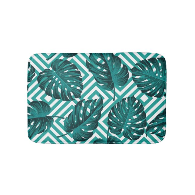 Tropical Leaves: Floral Seamless Pattern. Bath Mat (Front)