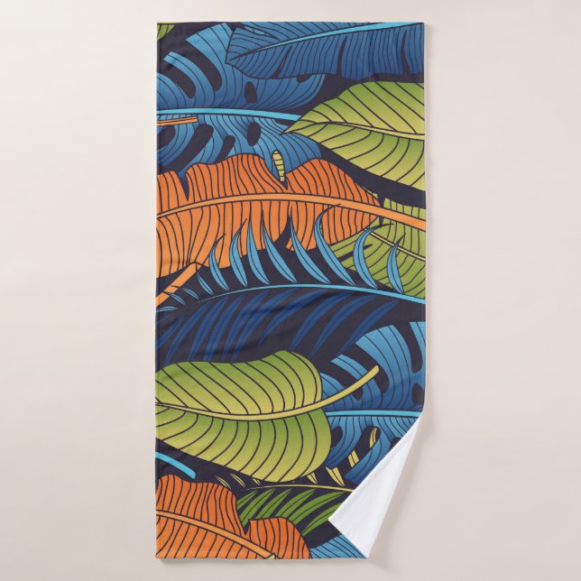 Tropical leaves, floral seamless pattern. bath towel (Bath Towel)