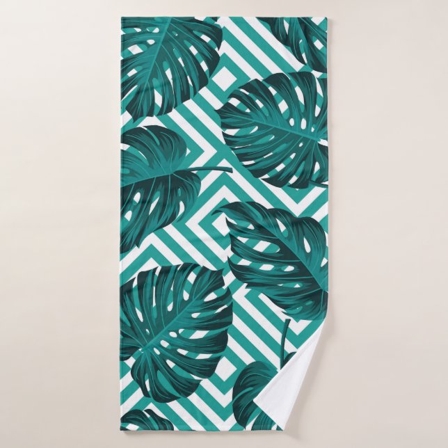Tropical Leaves: Floral Seamless Pattern. Bath Towel (Bath Towel)