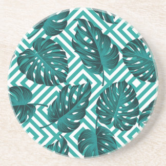 Tropical Leaves: Floral Seamless Pattern. Coaster