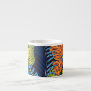 Tropical leaves, floral seamless pattern. espresso cup