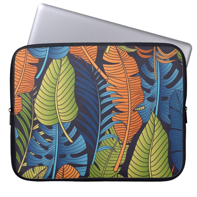 Tropical leaves, floral seamless pattern. laptop sleeve (Front)