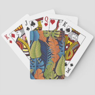 Tropical leaves, floral seamless pattern. playing cards
