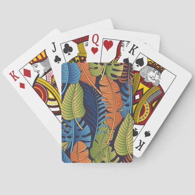 Tropical leaves, floral seamless pattern. playing cards (Back)