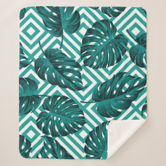 Tropical Leaves: Floral Seamless Pattern. Sherpa Blanket