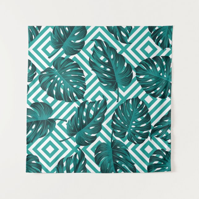 Tropical Leaves: Floral Seamless Pattern. Tapestry (Front)