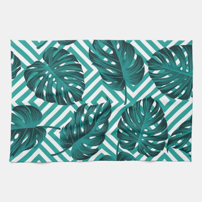 Tropical Leaves: Floral Seamless Pattern. Tea Towel (Horizontal)