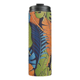 Tropical leaves, floral seamless pattern. thermal tumbler