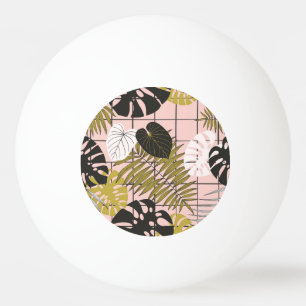 Tropical leaves, flowers, hand-painted pattern. ping pong ball