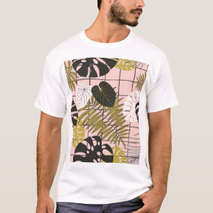Tropical leaves, flowers, hand-painted pattern. T-Shirt