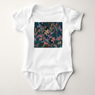 Tropical leaves, flowers: lined vintage. baby bodysuit