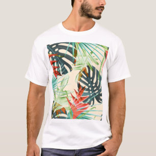 Tropical Leaves & Flowers: Vibrant Pattern T-Shirt
