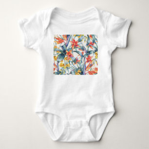 Tropical Leaves Flowers Vintage Botanical Baby Bodysuit