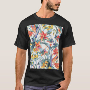 Tropical Leaves Flowers Vintage Botanical T-Shirt