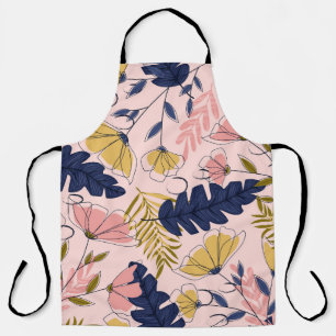 Tropical Leaves Flowers Vintage Print Apron