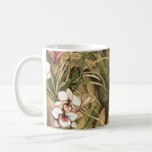 Tropical Leaves Flowers Watercolor Pattern Coffee Mug