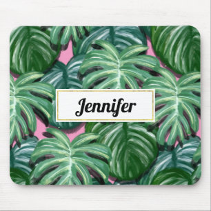Tropical Leaves Foliage Green & Lush Custom Mouse Pad