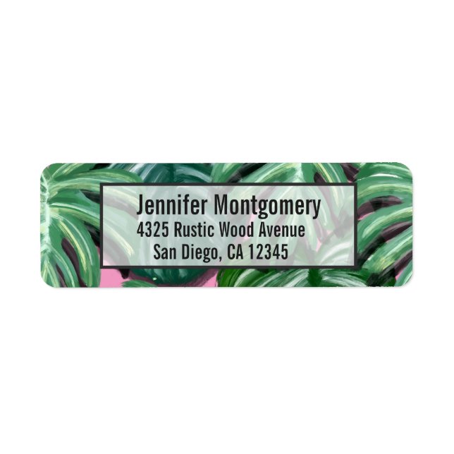 Tropical Leaves Foliage Green & Lush Return Address Label (Front)