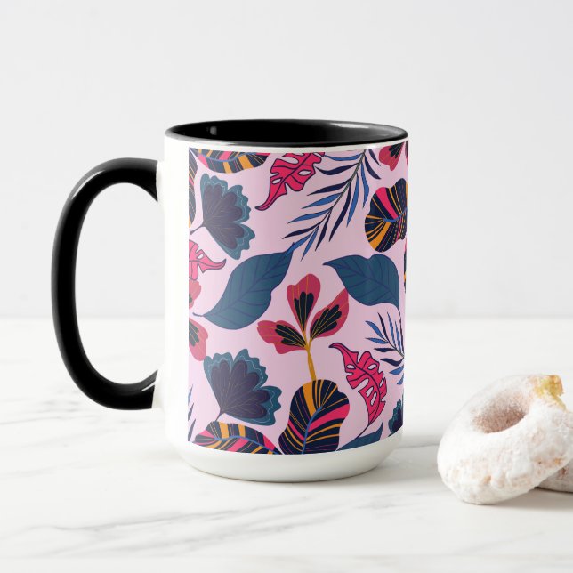 Tropical Leaves Garden Mug (With Donut)