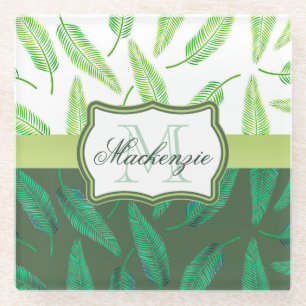 Tropical Leaves Glass Coaster