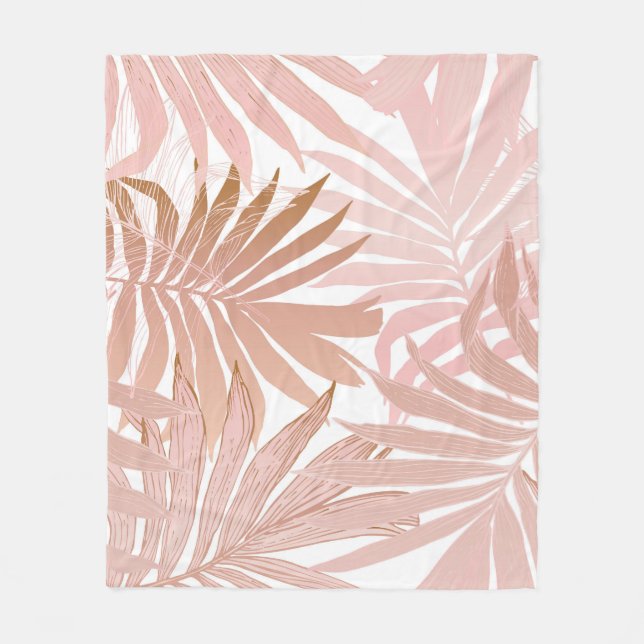 Tropical leaves: glossy gradient pattern. fleece blanket (Front)