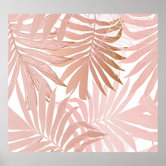 Tropical leaves: glossy gradient pattern. poster (Front)
