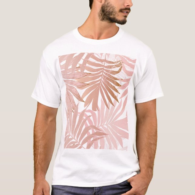 Tropical leaves: glossy gradient pattern. T-Shirt (Front)