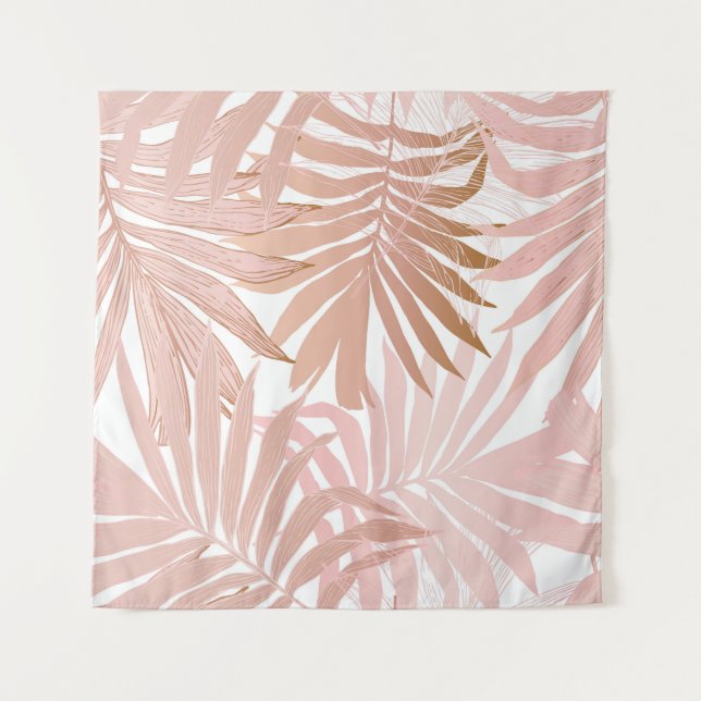 Tropical leaves: glossy gradient pattern. tapestry (Front)
