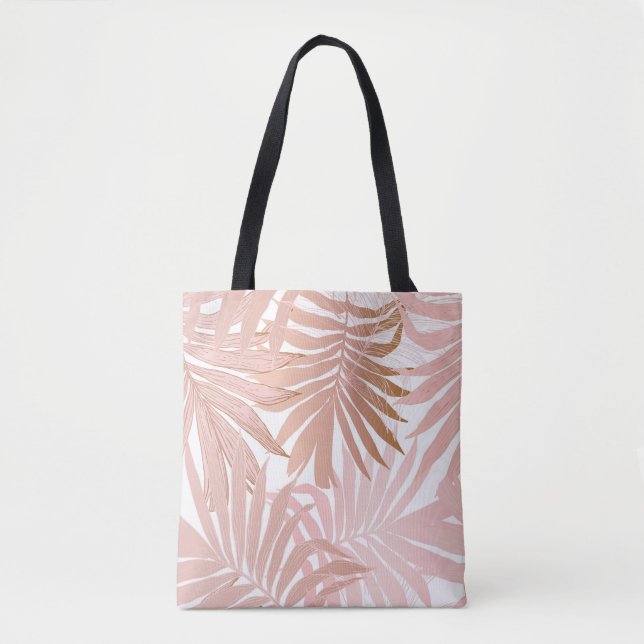 Tropical leaves: glossy gradient pattern. tote bag (Front)