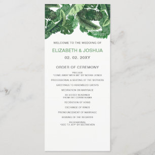 tropical leaves gold greenery botanical wedding program