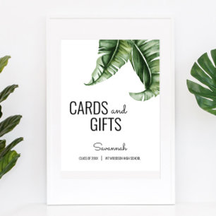 Tropical Leaves Graduation Cards & Gifts Sign