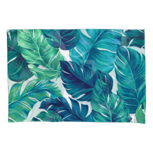 Tropical leaves, graphic design, realistic palms. pillowcase