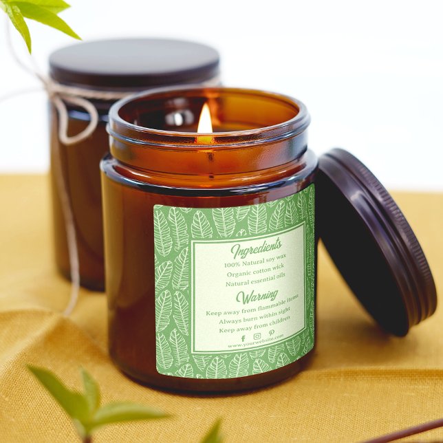 Tropical Leaves Green Candle Ingredients Label (Creator Uploaded)