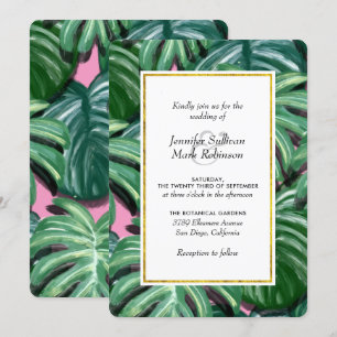 Tropical Leaves Green & Lush Wedding Invitation