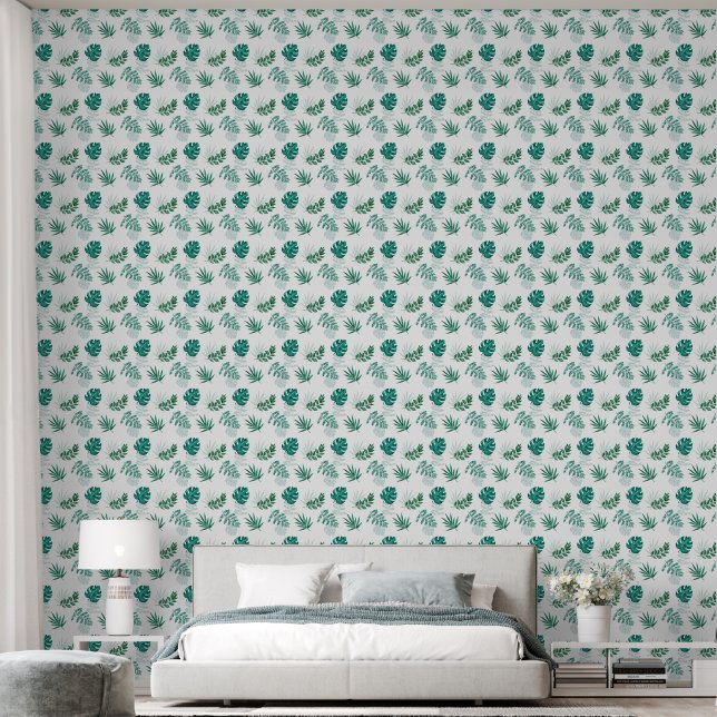 Tropical Leaves Green  Wallpaper (Bedroom)